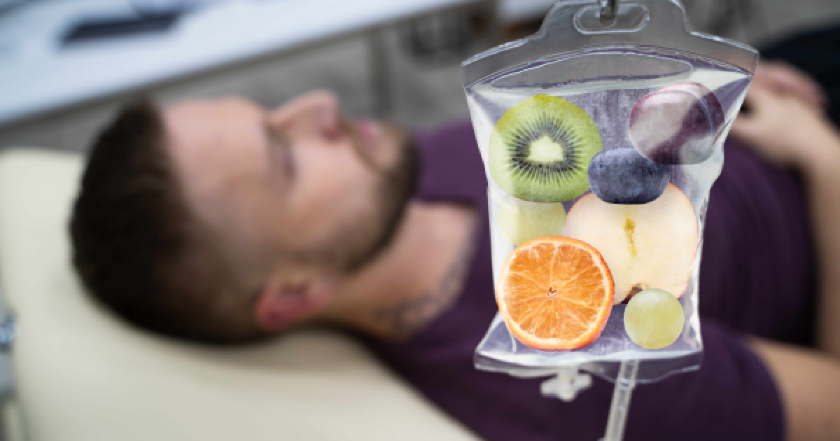 A man lying on a recliner receiving IV therapy in Tucson, AZ