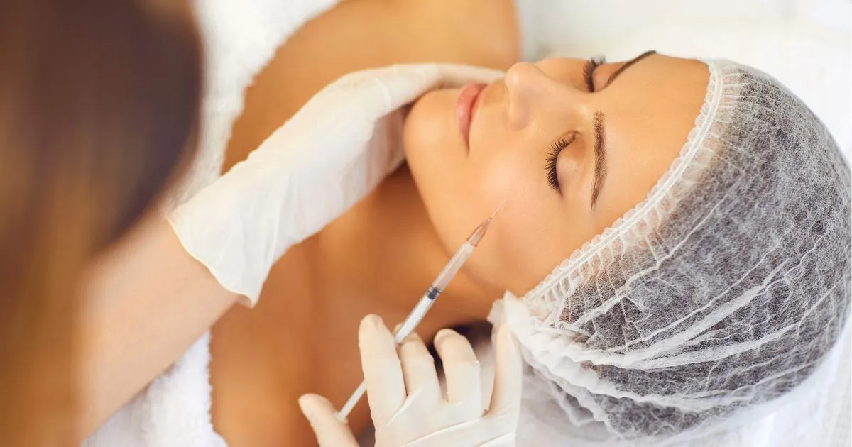 A woman receiving Botox injections on her face in Tucson, AZ